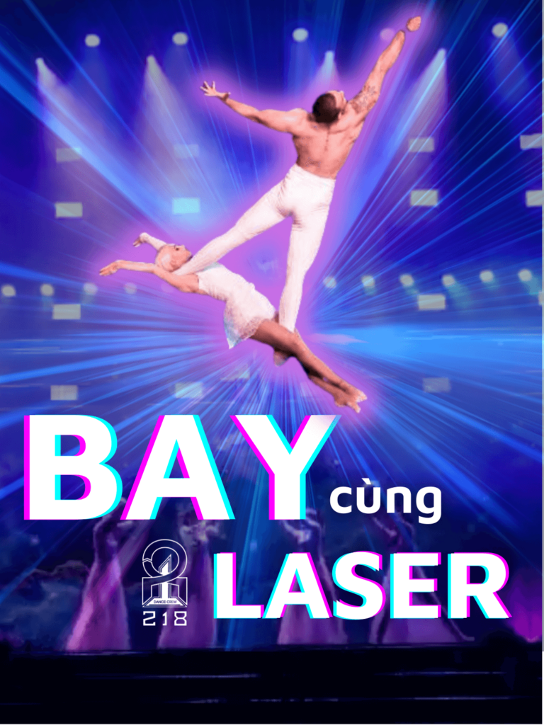 Hình ảnh tiết mục Bay kết hợp xiếc và laser của 218 Dance Crew